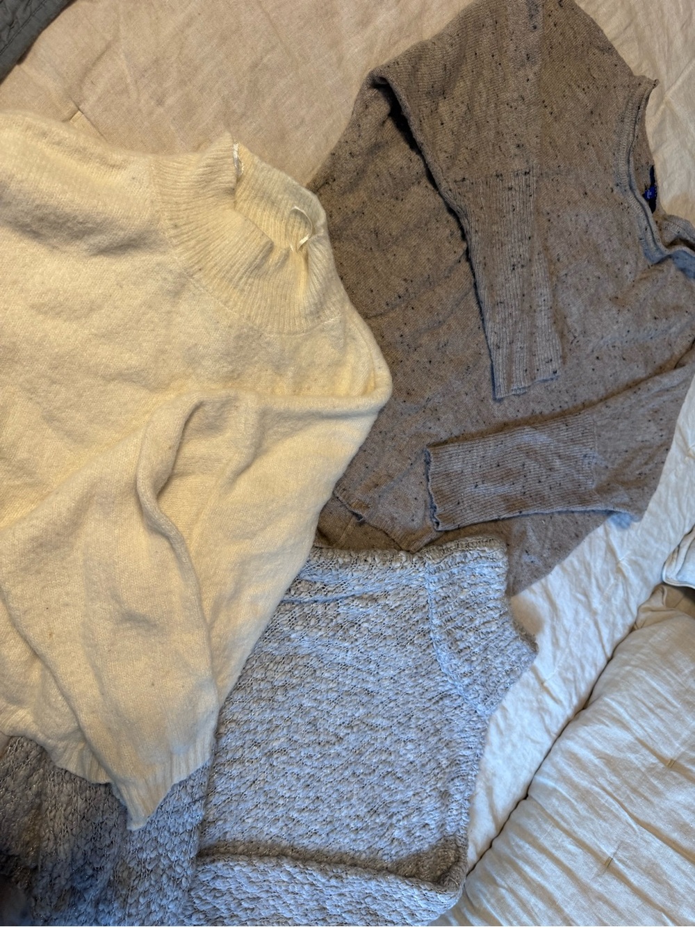 Soft Knit Women's Sweater - Cream, Taupe, Light Gray-sweater bundle!
